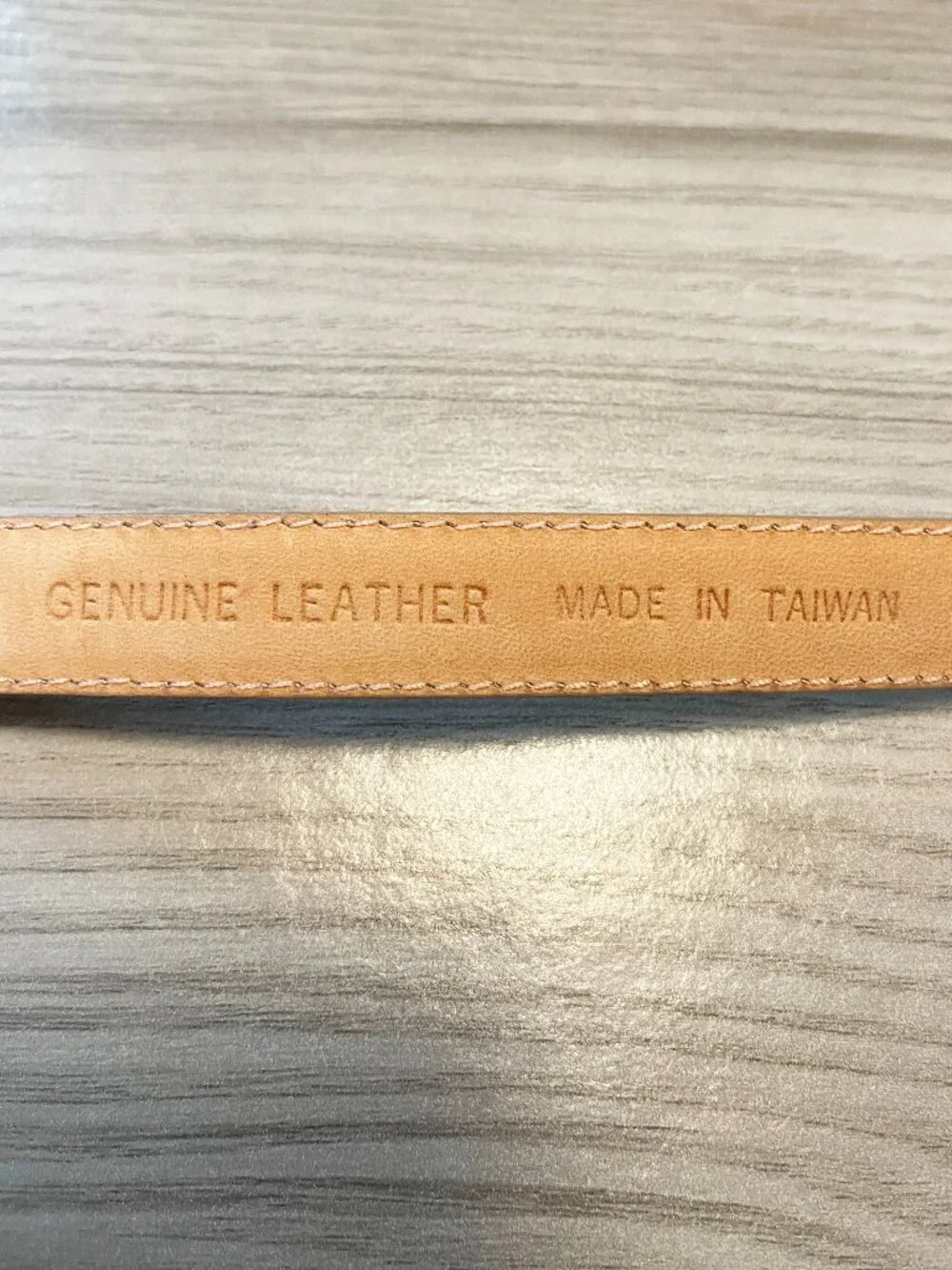 Woodward Genuine Leather Tan/ Beige Skinny Belt Gold Buckle XXL Vintage